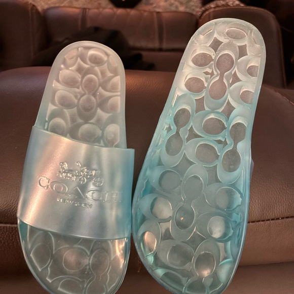 Coach Translucent Aqua Slides - Picture 2 of 3